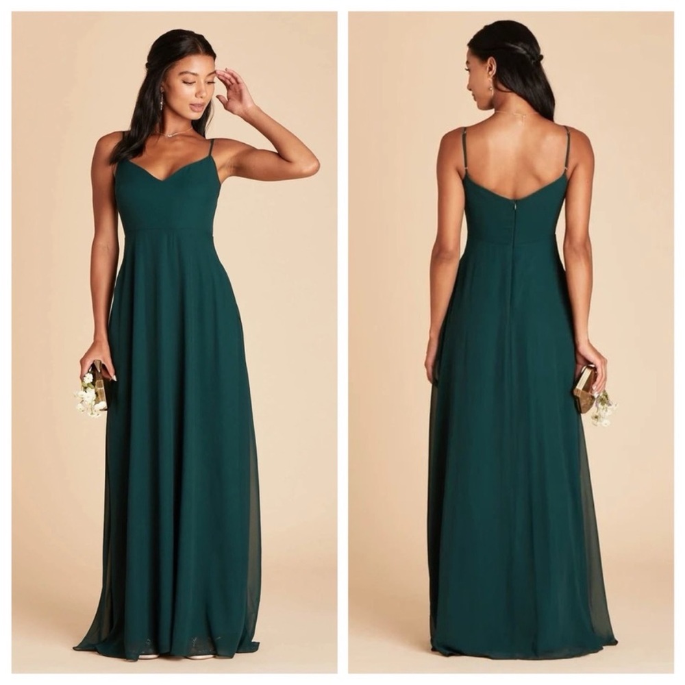 Birdy Grey Devin Convertible Bridesmaid Maxi Dress Emerald Chiffon Medium NEW